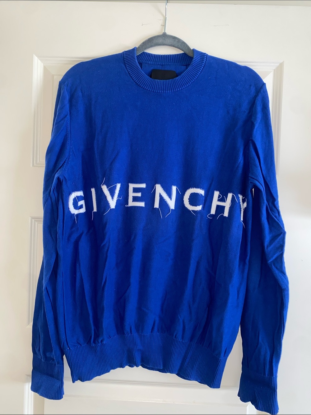 Givenchy Blue Crewneck Sweater with White Logo